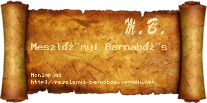 Meszlényi Barnabás névjegykártya